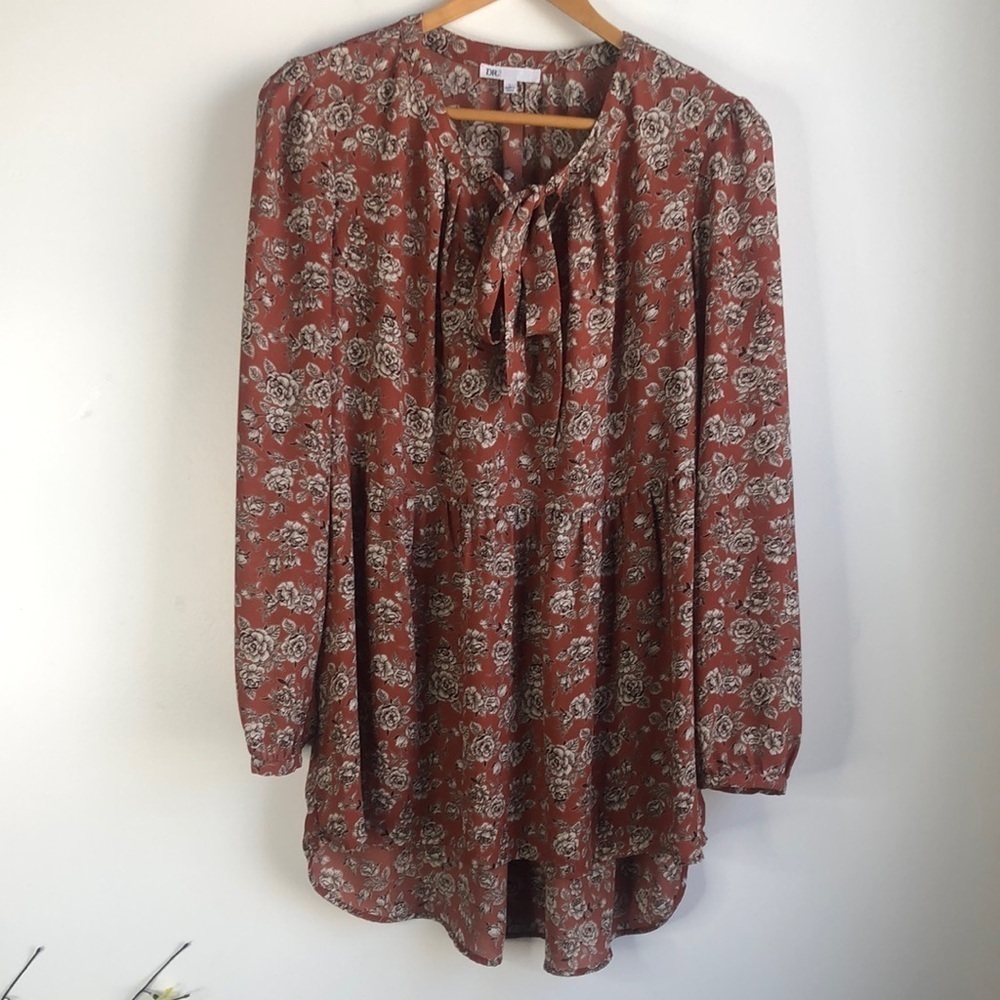 DR2 Floral Rust peasant Top
